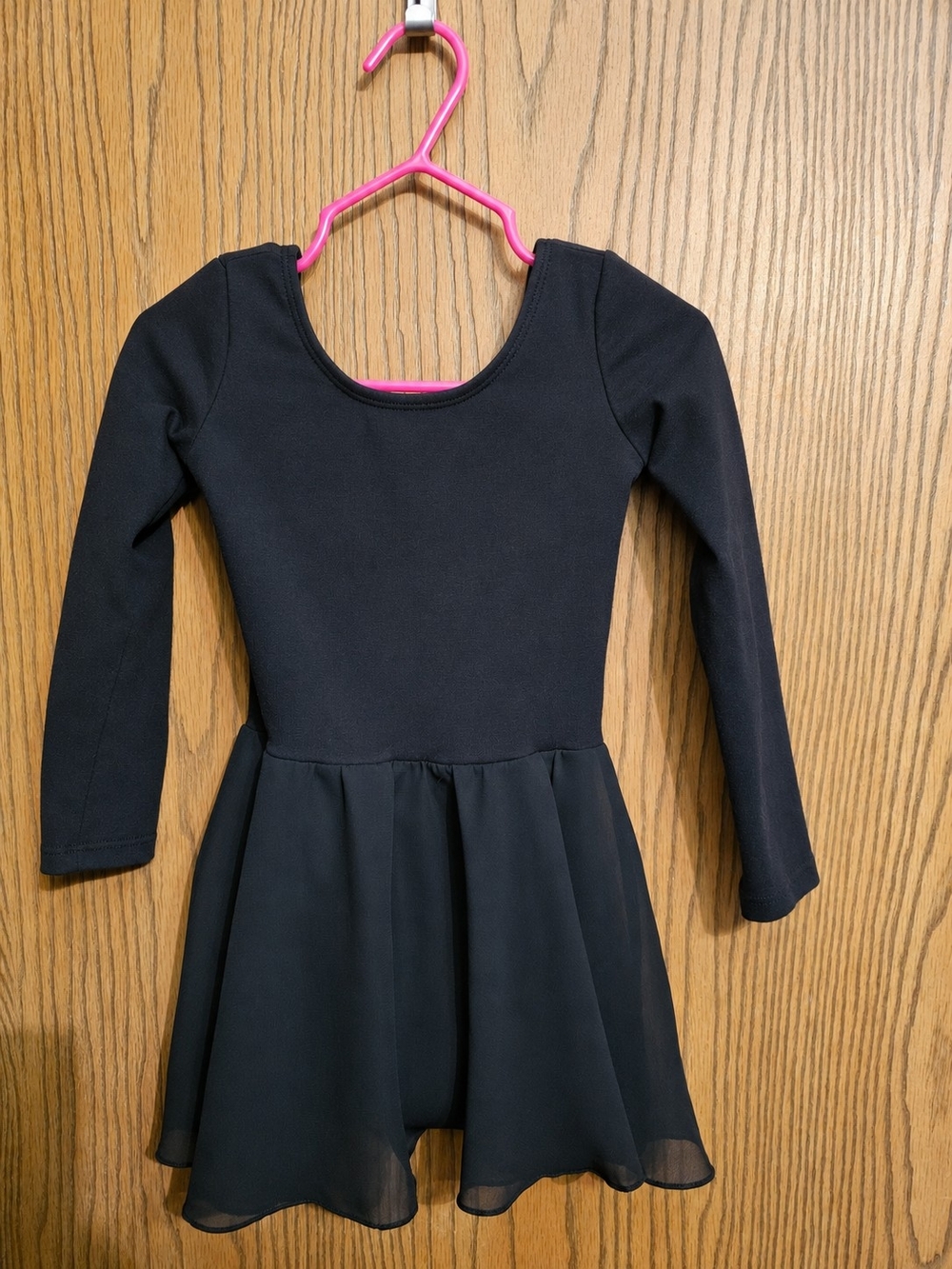 Girls' Black Long-Sleeve Dance Dress